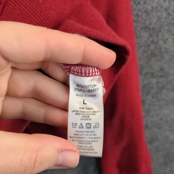 Lifted Research Group Sweatshirt Mens Size L Red Graphic Logo Pullover - Picture 13 of 13